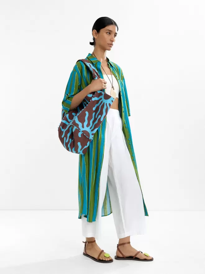 Striped shirtdress linen blend