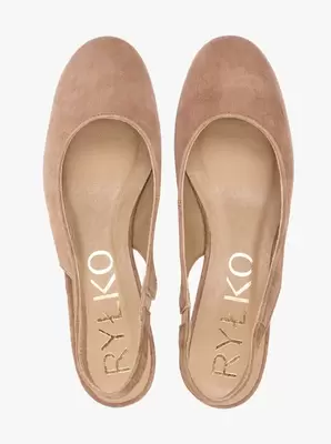 Jasnobrązowe czółenka slingback bez pięty