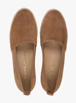 Brązowe espadryle ze skóry welurowej