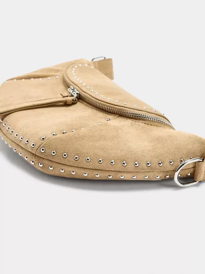 Leather-effect crossbody bag with studs