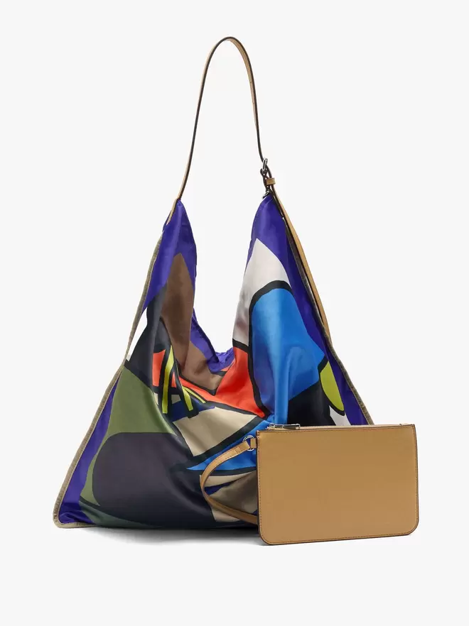 Printed nylon shoulder bag