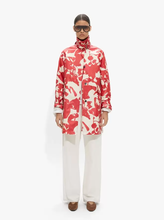 Waxed printed parka 100% cotton