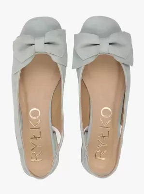 Morskie czółenka slingback bez pięty z kokardką