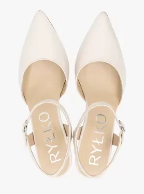 Kremowe ślubne czółenka slingback