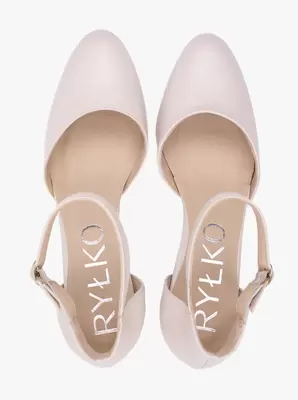 Kremowe ślubne czółenka ze skóry licowej