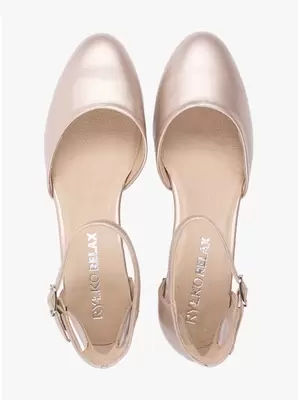 Platynowe ślubne czółenka ze skóry licowej