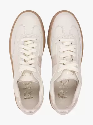 Kremowe buty sportowe z platynowym paskiem