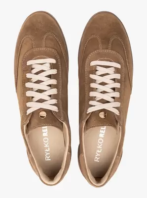 Jasnobrązowe skórzane półbuty sportowe