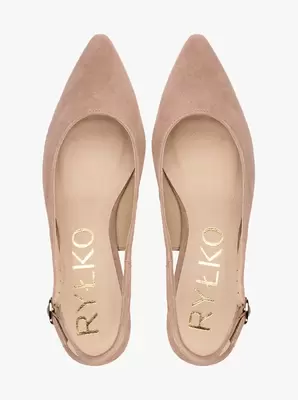 Beżowe czółenka slingback bez pięty