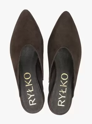 Ciemnobrązowe klapki mule