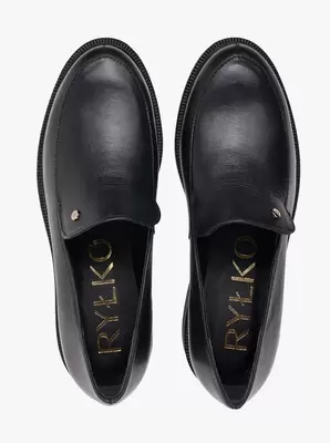 Czarne mokasyny ze skóry licowej