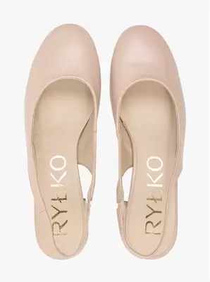 Beżowe czółenka slingback bez pięty
