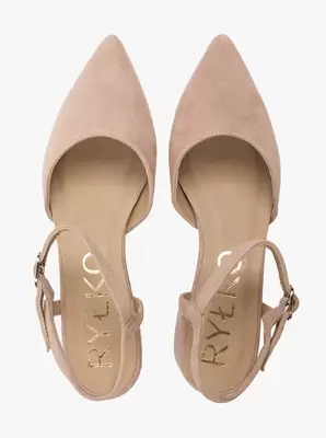 Taupe czółenka bez pięty slingback na słupku