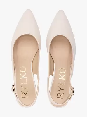Kremowe czółenka slingback bez pięty