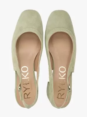 Jasnozielone czółenka bez piety slingback