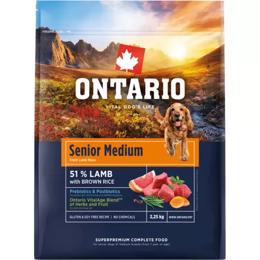ONTARIO SENIOR MEDIUM LAMB AND BROWN RICE KARMA DLA DOROSŁYCH PSÓW RAS ŚREDNICH