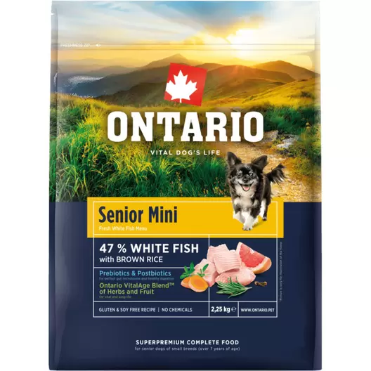 ONTARIO SENIOR MINI FISH AND BROWN RICE KARMA DLA PSÓW RAS MAŁYCH