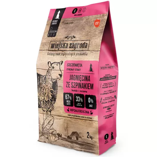 WIEJSKA ZAGRODA SUCHA KARMA DLA SZCZENIAKA ROZMIAR S jagnięcina ze szpinakiem