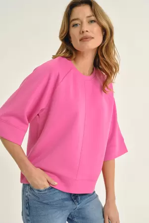 Różowa luźna bluza z rękawem 3/4