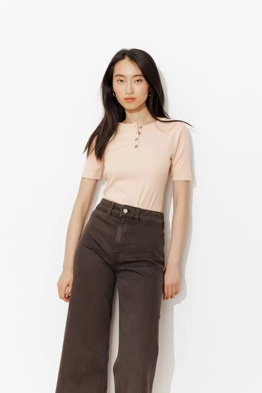 T-shirt z prążkowanego jerseyu