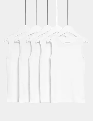 Podkoszulki gładkie 100% bawełny (2–14 lat), 5 szt.