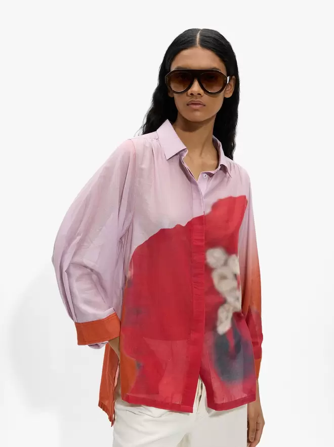 Shirt with printed flower 100% cotton