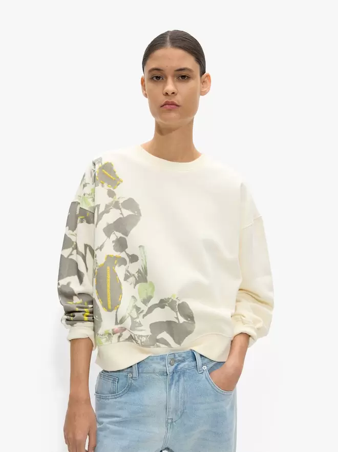 Printed sweatshirt with 100% cotton