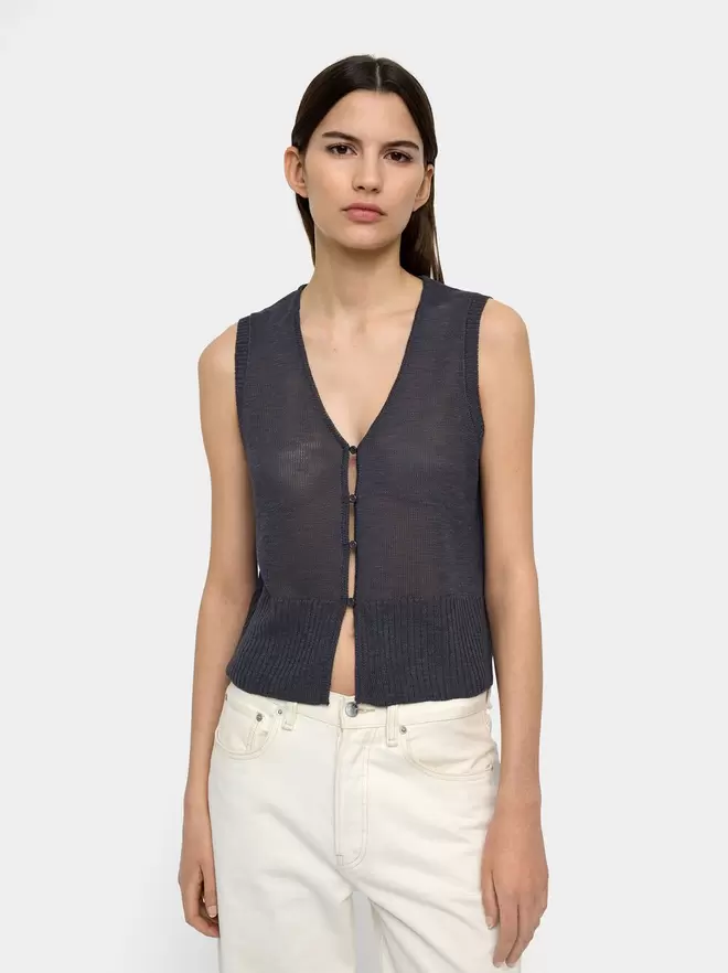 Knit vest with buttons