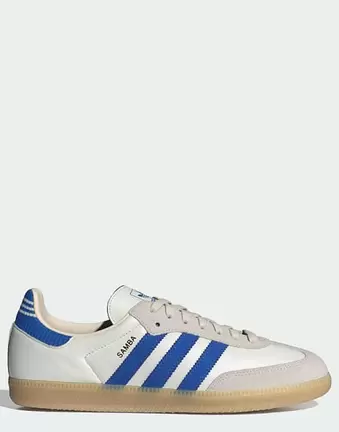 Adidas Originals – Samba OG – Biało-niebieskie buty sportowe z gumową podeszwą