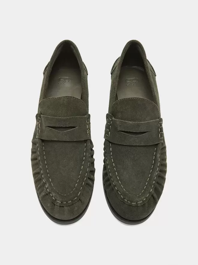 Skórzane mokasyny z przeszyciami