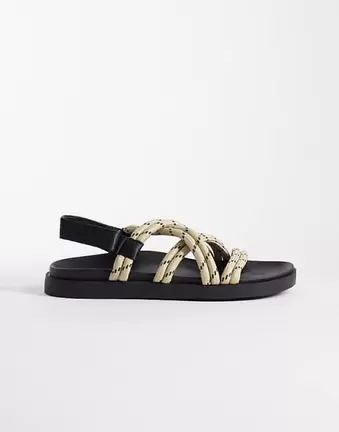 ASOS DESIGN – Szarobeżowe sandały ze skrzyżowanymi paskami ze sznurka