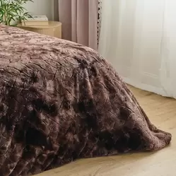 Drukowana futrzana narzuta na łóżko Norana 180x200 cm