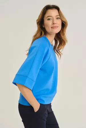 Luźna bluza z rękawem 3/4 niebieska