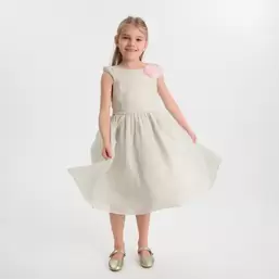 , Sukienka dziewczęca z krótkim rękawem, zielona