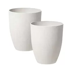 Zestaw 2 doniczek CROTON Kamień 35 cm Złamana biel