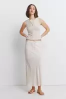 Falda midi lino cordón