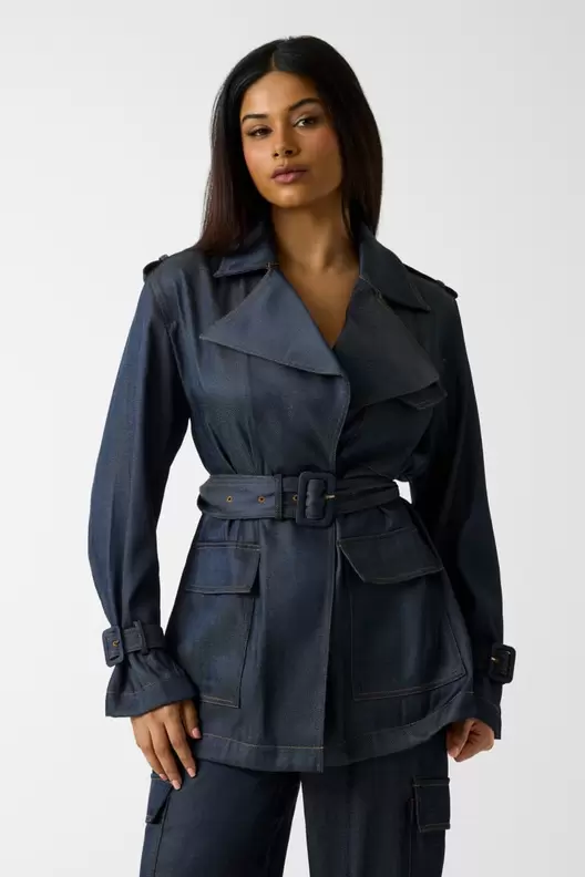 Gabardina corta denim