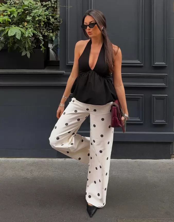 Top halter z efektem balonowego kroju