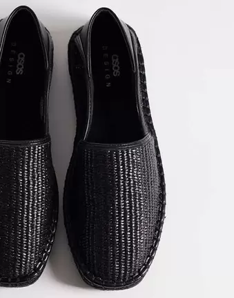 ASOS DESIGN – Czarne espadryle z rafii