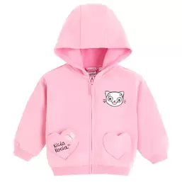 , Bluza dziewczęca z kapturem, rozpinana, różowa, Kicia Kocia