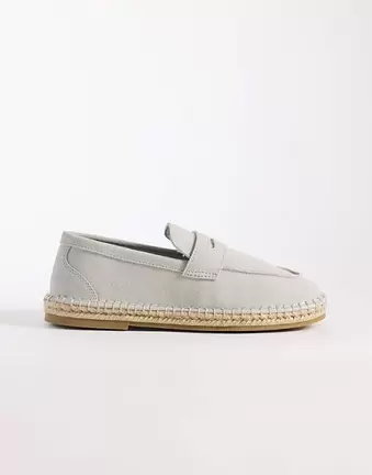 ASOS DESIGN – Szare zamszowe loafersy espadryle penny