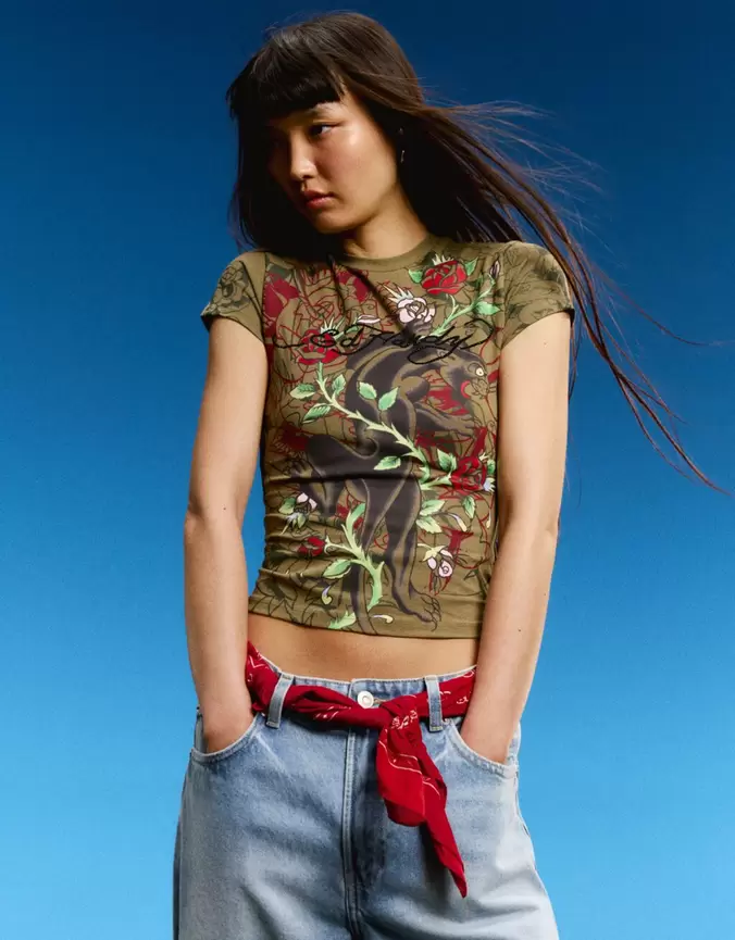 Koszulka z krótkim rękawem i nadrukiem ED HARDY X BERSHKA