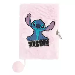 , Lilo i Stitch, pamiętnik z kłódką, pluszowy, A5, 96 kartek, linia, różowy