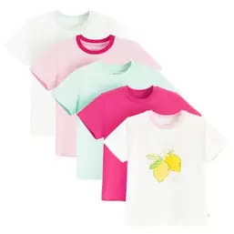 , T-shirt dziewczęcy, mix, zestaw, 5 szt.
