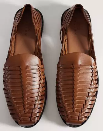 ASOS DESIGN – Jasnobrązowe skórzane sandały w stylu rybackim