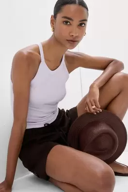 Crop Top w Prążki z Bawełny Superior