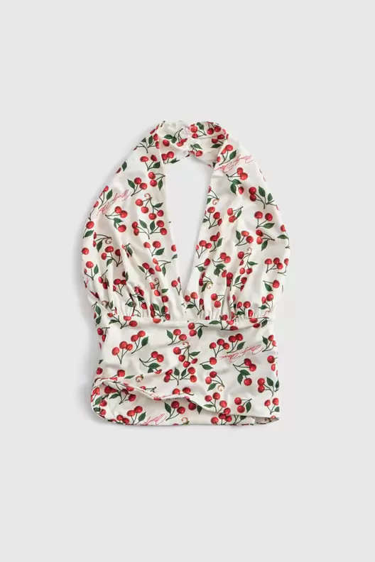 Top estampado con cuello halter