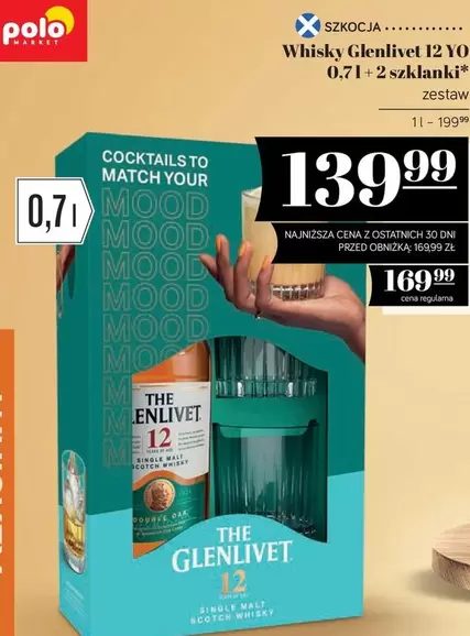 Polo - Whisky Glenlivet 12 YO 0,7l + 2 szklanki