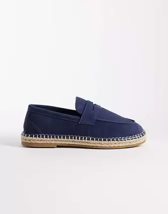 ASOS DESIGN – Granatowe zamszowe loafersy espadryle penny