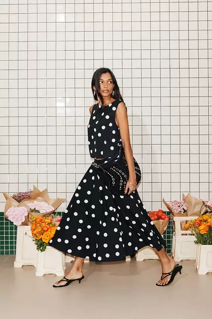 Flared midi skirt